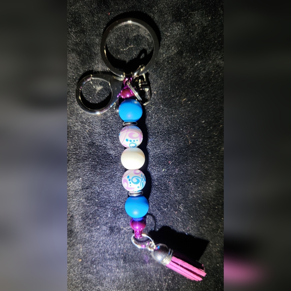 Colorful Beaded Key Holder with Tassel